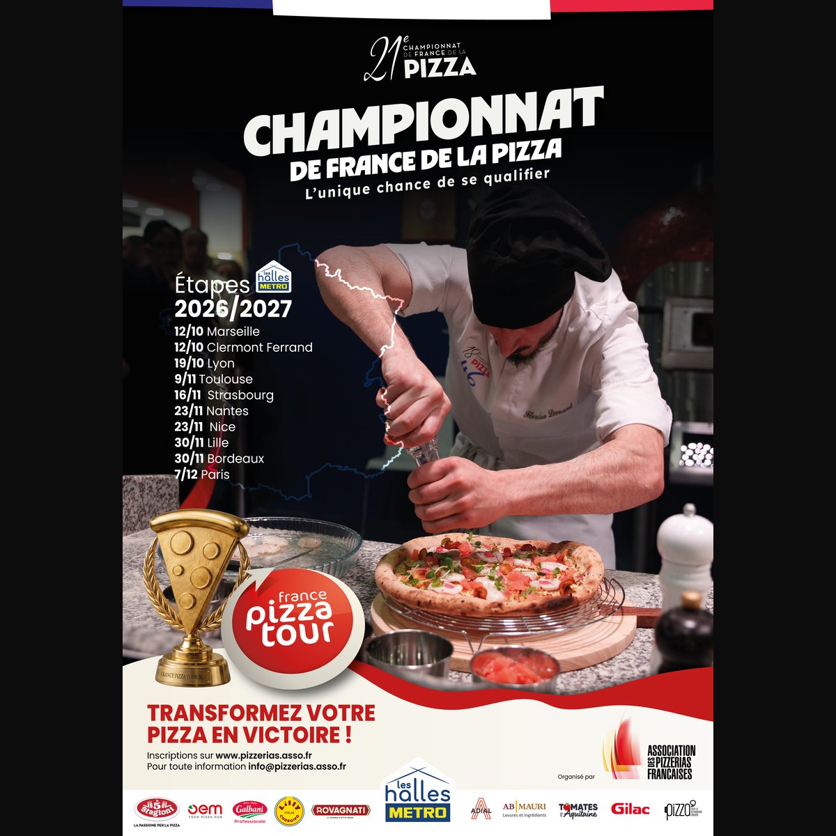 Affiche du France Pizza Tour 2026-2027, Rovagnati partenaire officiel